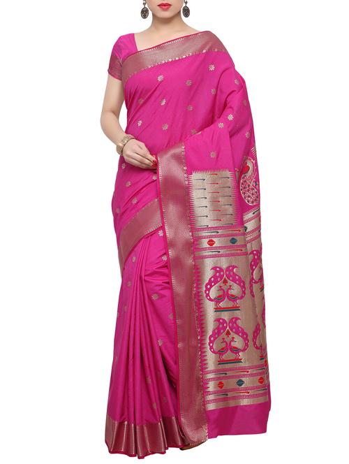 pink paithani art silk saree with blouse - 13307731 - Standard Image - 1