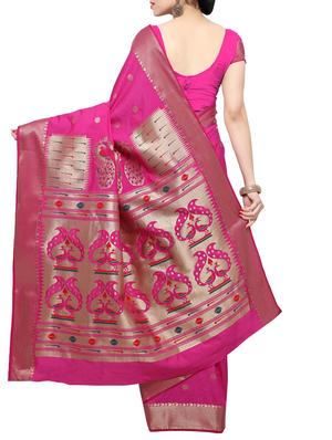 pink paithani art silk saree with blouse - 13307731 - Standard Image - 2