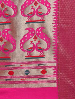 pink paithani art silk saree with blouse - 13307731 - Standard Image - 4