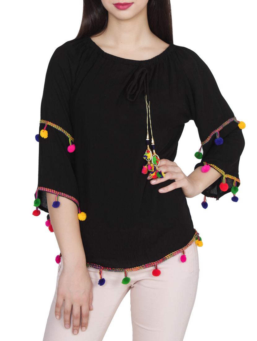 black viscose regular top - 13308306 - Zoom Image - 1
