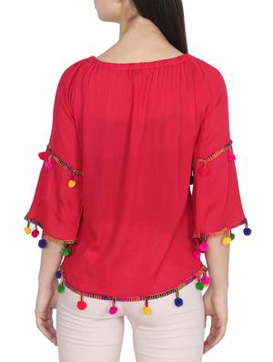 pom pom lace detail top - 13308307 - Standard Image - 3