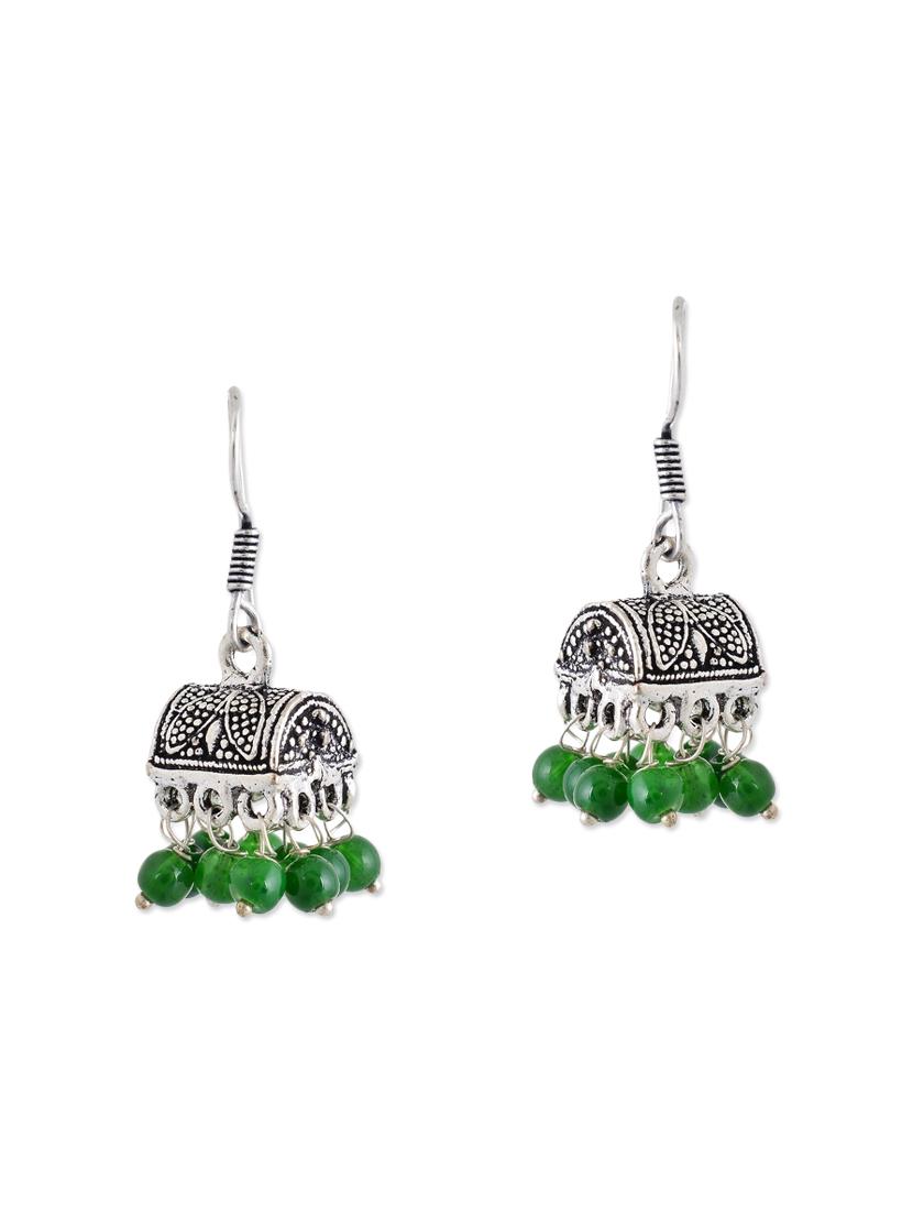 green metal drop earrings - 13312351 - Zoom Image - 1