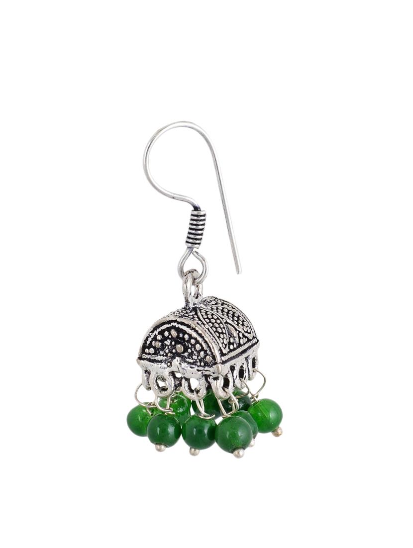 green metal drop earrings - 13312351 - Zoom Image - 2