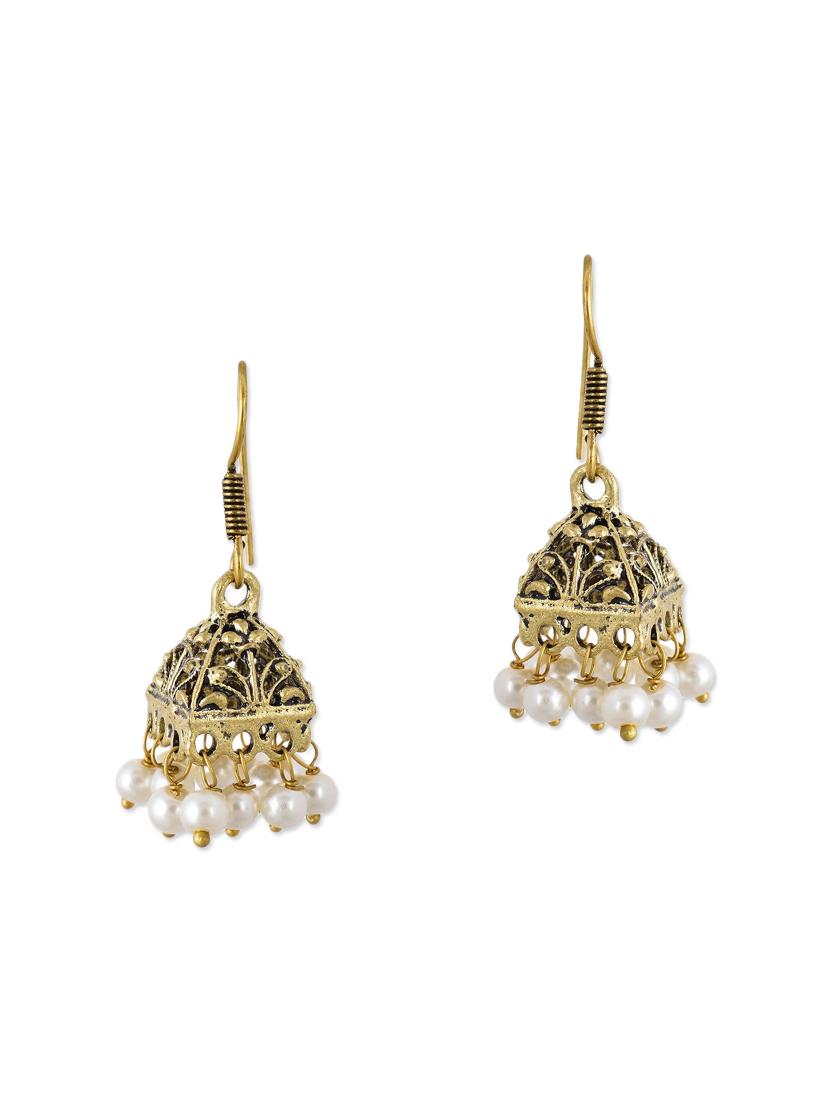 gold metal drop earrings - 13312353 - Zoom Image - 1