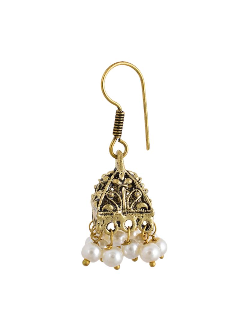 gold metal drop earrings - 13312353 - Zoom Image - 2