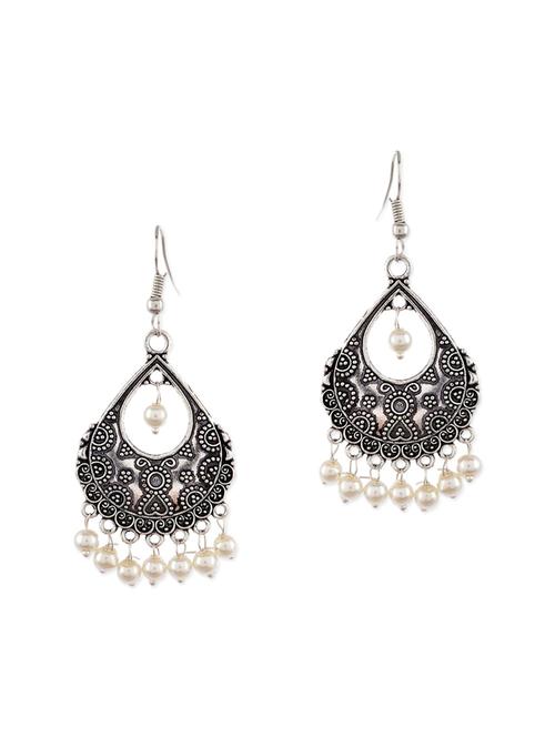 silver metal drop earrings - 13312361 - Standard Image - 1
