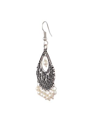 silver metal drop earrings - 13312361 - Standard Image - 2