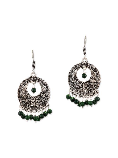 green metal chandballi earrings - 13312363 - Standard Image - 1