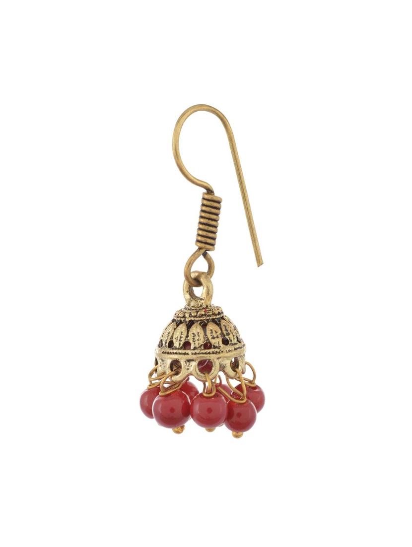 red metal drop earrings - 13312382 - Zoom Image - 2