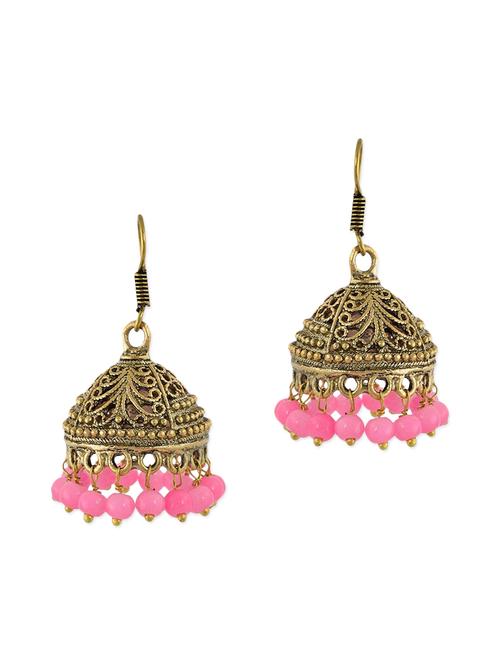pink metal drop earrings - 13312389 - Standard Image - 1