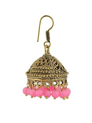 pink metal drop earrings - 13312389 - Standard Image - 2