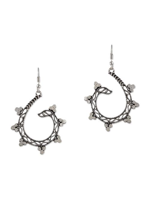 silver metal drop earrings - 13312409 - Standard Image - 1
