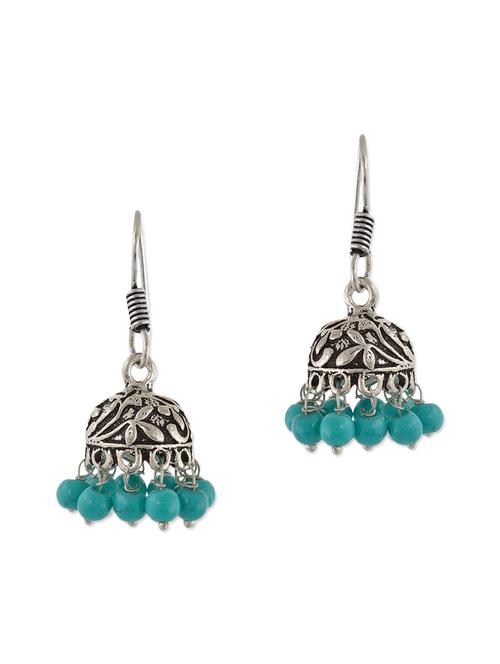 green metal jhumka earrings - 13312420 - Standard Image - 1