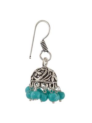 green metal jhumka earrings - 13312420 - Standard Image - 2