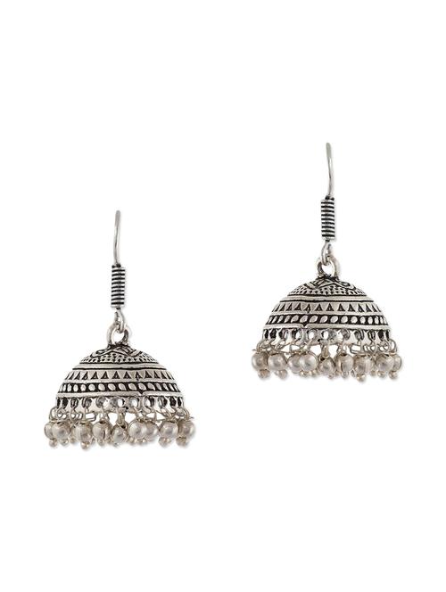 silver metal drop earrings - 13312434 - Standard Image - 1