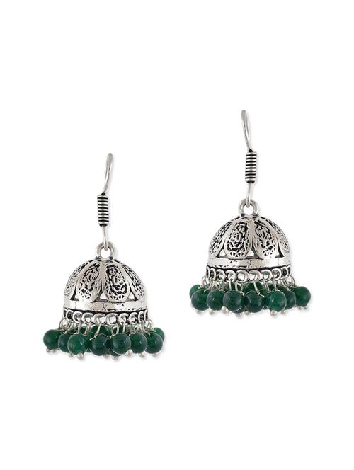 green metal jhumka earrings - 13312443 - Standard Image - 1