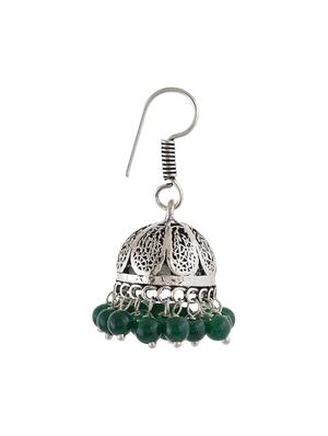 green metal jhumka earrings - 13312443 - Standard Image - 2