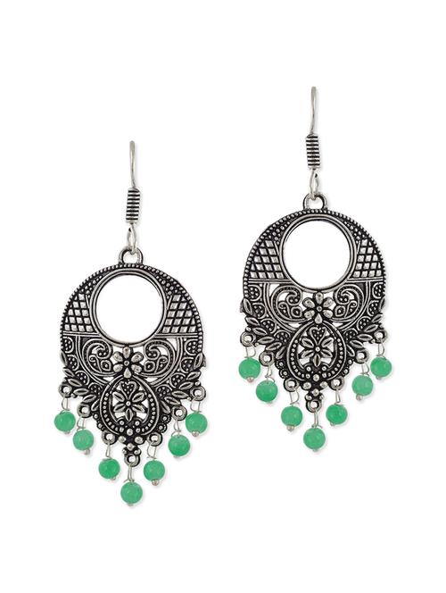 green silver tone oxidized earrings - 13312448 - Standard Image - 1