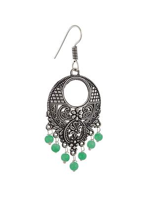 green silver tone oxidized earrings - 13312448 - Standard Image - 2