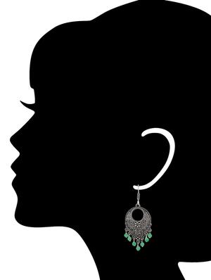 green silver tone oxidized earrings - 13312448 - Standard Image - 3