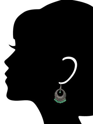 green metal drop earrings - 13312461 - Standard Image - 3