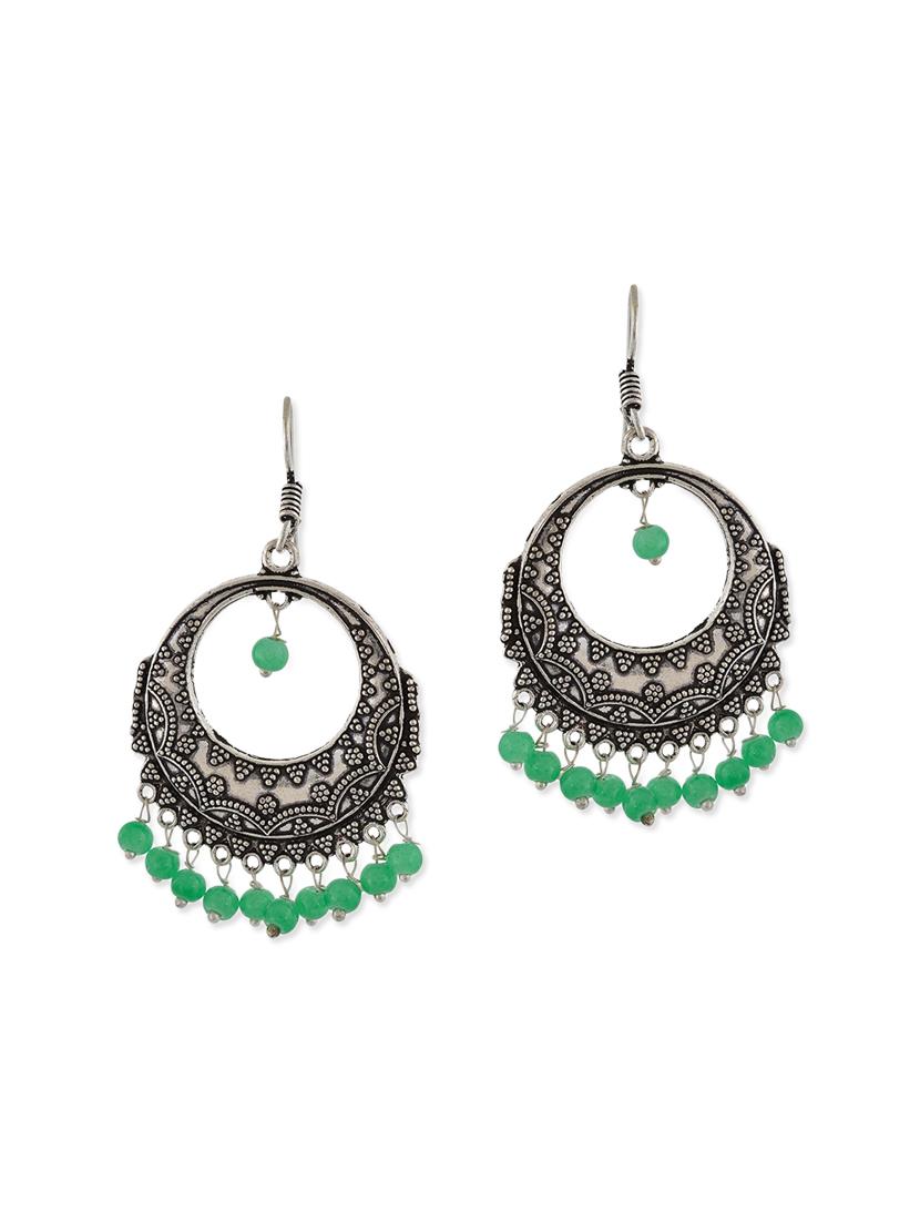 green metal drop earrings - 13312461 - Zoom Image - 1