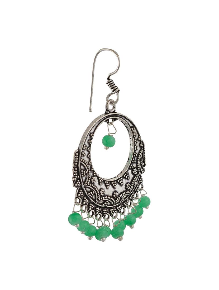 green metal drop earrings - 13312461 - Zoom Image - 2