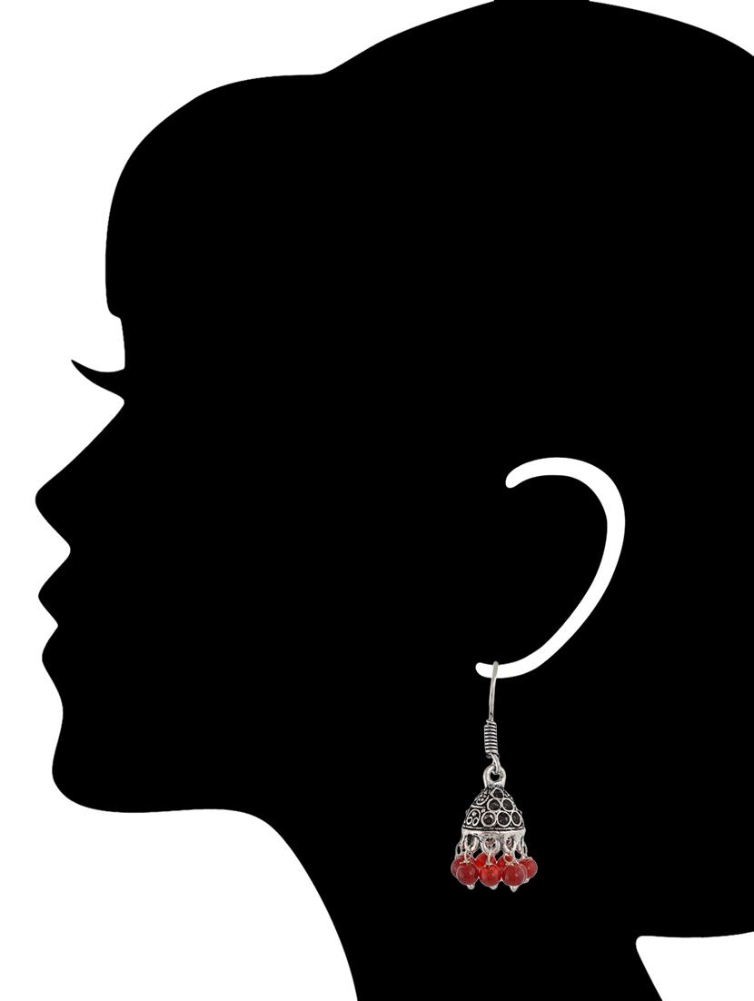 red metal drop earrings - 13312479 - Zoom Image - 3