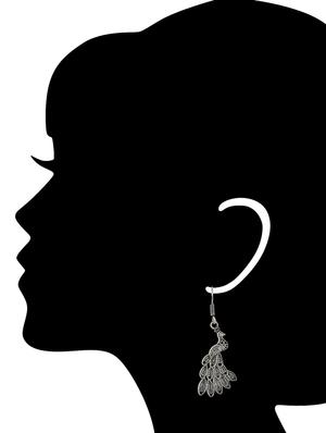 silver metal drop earrings - 13312484 - Standard Image - 3