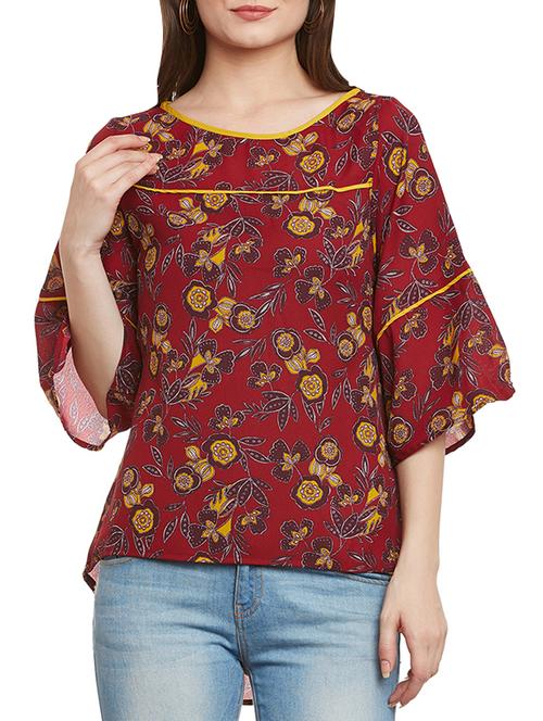 contrast piping detail bell sleeved - 13312963 - Standard Image - 1