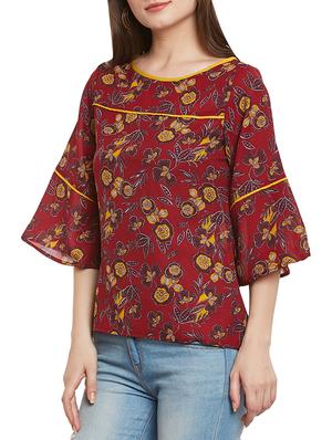contrast piping detail bell sleeved - 13312963 - Standard Image - 2