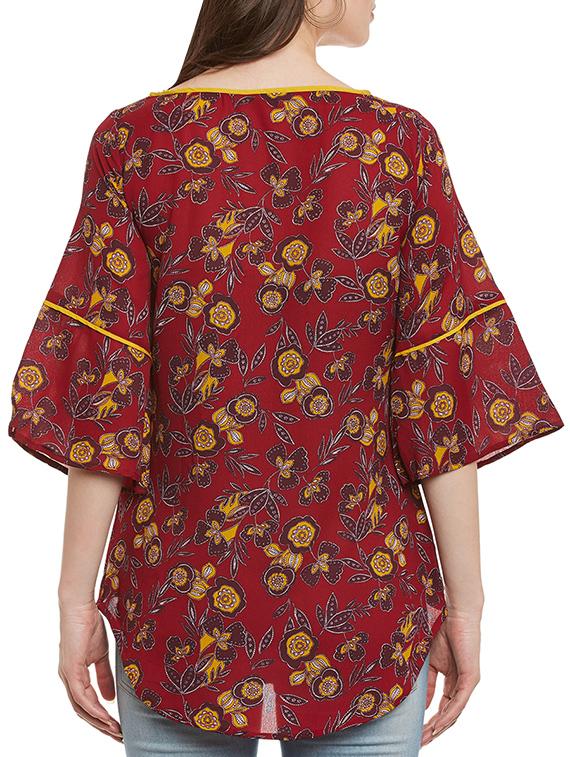 contrast piping detail bell sleeved - 13312963 - Zoom Image - 3