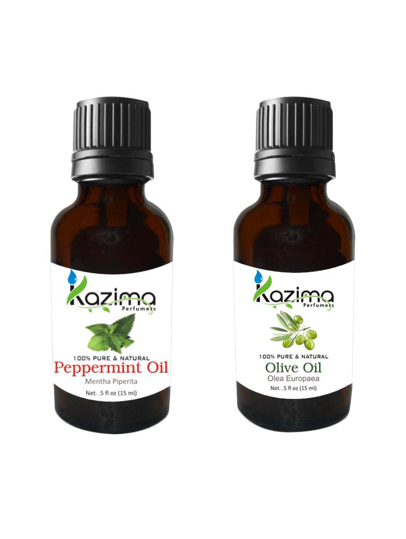 combo of peppermint oil and olive oil for hair growth, skin care (each 15ml)- 100% pure natural oil