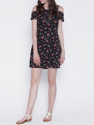 black floral printed rayon shift dress - 13315994 - Standard Image - 4