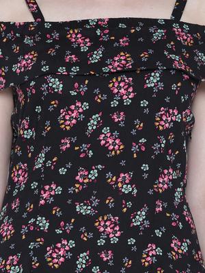 black floral printed rayon shift dress - 13315994 - Standard Image - 5