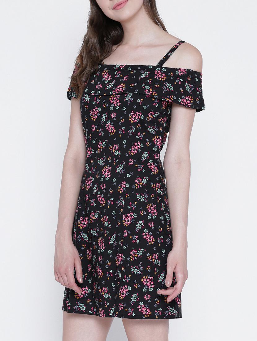 black floral printed rayon shift dress - 13315994 - Zoom Image - 2