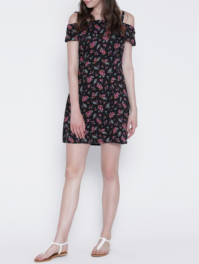 black floral printed rayon shift dress - 13315994 - Zoom Image - 4