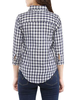 blue check printed cotton shirt - 13323539 - Standard Image - 3