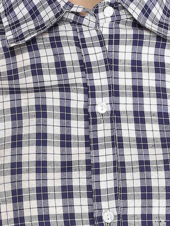 blue check printed cotton shirt - 13323539 - Zoom Image - 4
