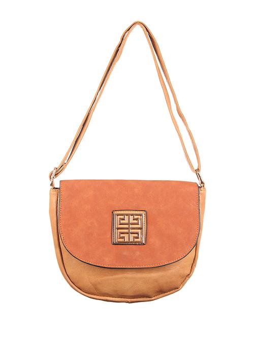 beige, peach leatherette sling bag - 1332372 - Standard Image - 1
