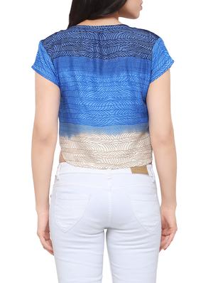blue printed rayon crop top - 13325451 - Standard Image - 3