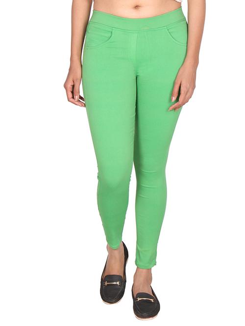 green cotton jeggings - 13325899 - Standard Image - 1