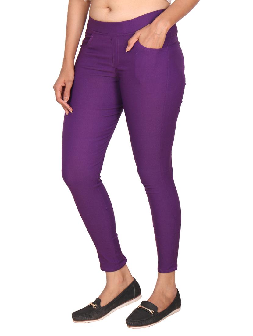 purple cotton jeggings - 13325900 - Zoom Image - 2