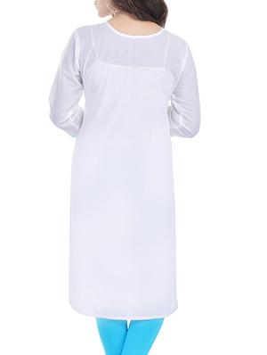 white cotton aline kurta - 13329635 - Standard Image - 3