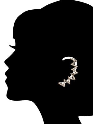 silver metal cuff (set of 2) earrings - 13329922 - Standard Image - 3