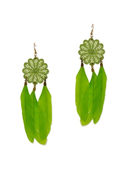 green metal drop earrings - 13331446 - Standard Image - 1