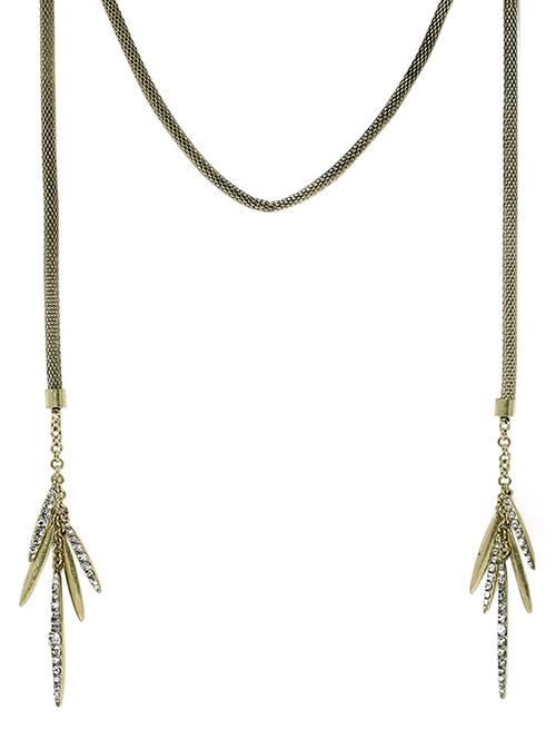 gold metal long necklace - 13332798 - Standard Image - 1
