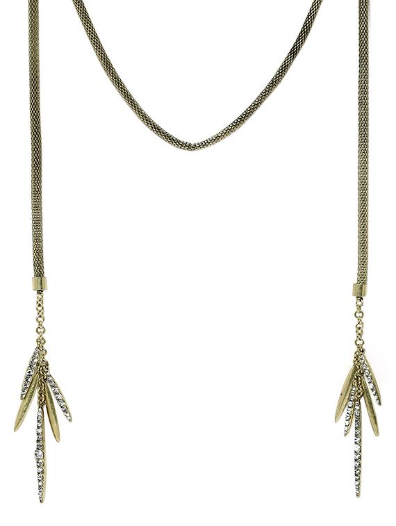 gold metal long necklace - 13332798 - Zoom Image - 1