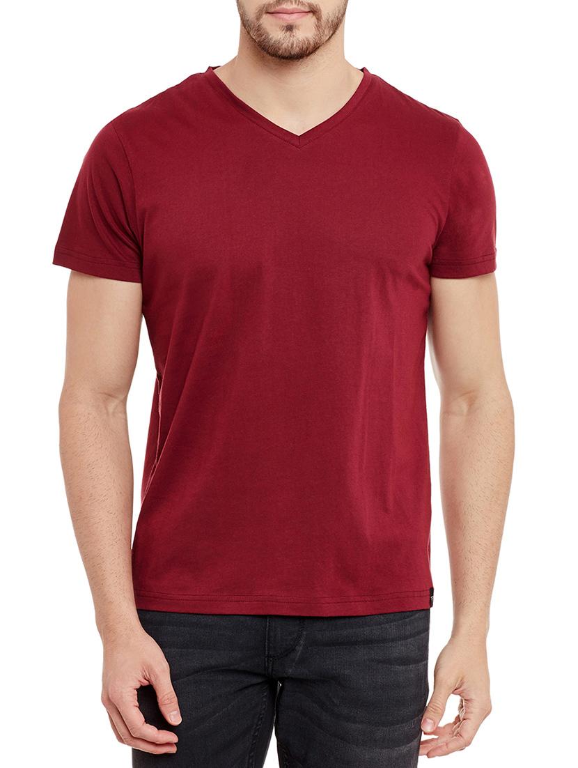 maroon cotton back print tshirt - 13334390 - Zoom Image - 1