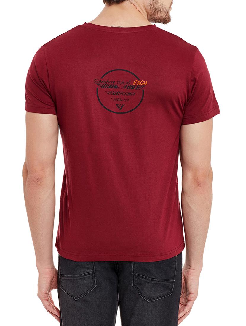 maroon cotton back print tshirt - 13334390 - Zoom Image - 3